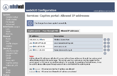 Captive Portal - Allowed IP Addresses