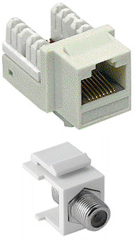 CAT5e and F connector keystone inserts