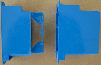 Modified (left) and unmodified plastic duplex wall box