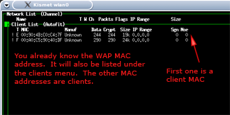 Client MAC address found by Kismet