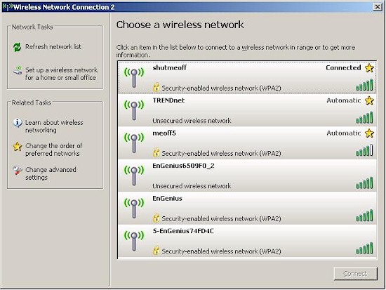 Same view with Win XP Wireless Zero Config