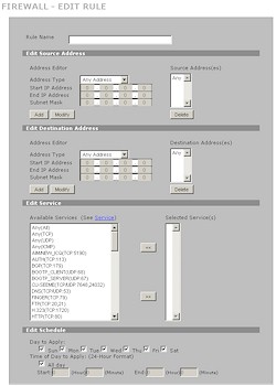 Zywall 2plus Firewall Edit Rule screen