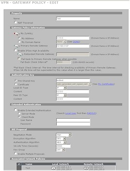 Zywall 2plus Gateway policy screen