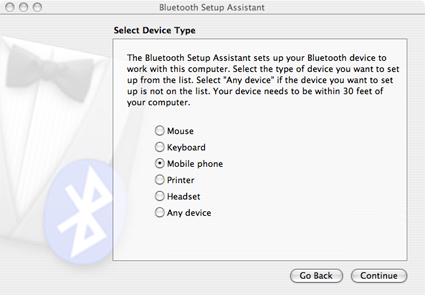Bluetooth Device Type Screen