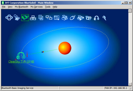 BlueSoleil Main Screen showing connection to the ClearSky phone