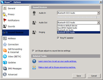 Configure Skype Sound Devices