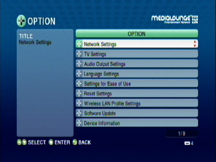 DSM-510 Option menu