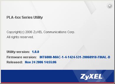 PLA-400 Configuration Utility Info screen