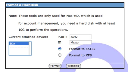 Disk Format Menu