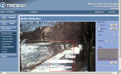 TV-IP301W Motion Detection Setup