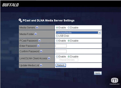 PCast and DLNA server setup