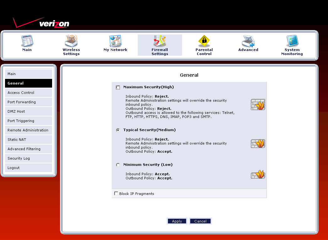 Firewall settings