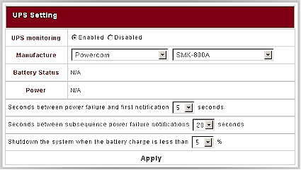 UPS settings
