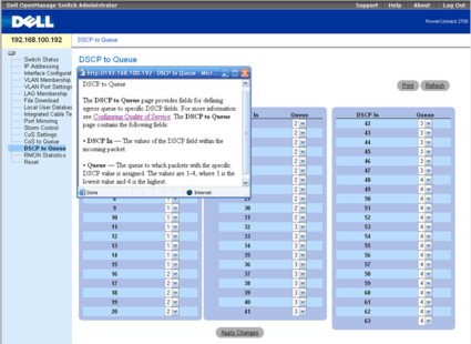 DSCP to Queue help popup