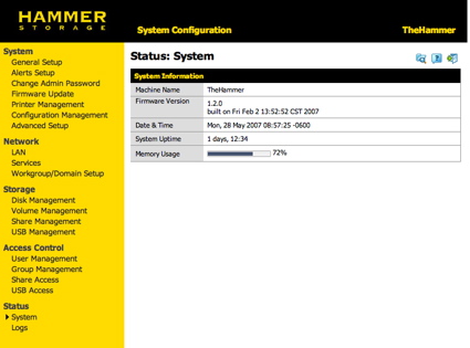 configuration menu