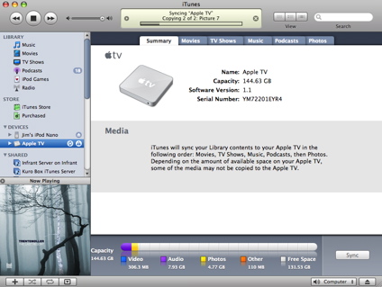 iTunes syncing to the Apple TV
