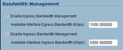 Bandwidth settings