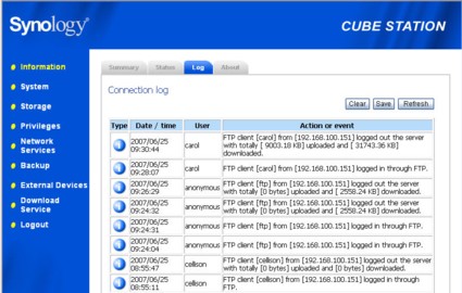 Connection log