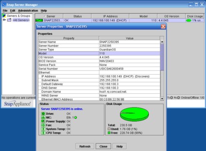 Snap Server Manager console