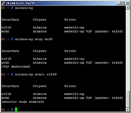 airmon-ng command output