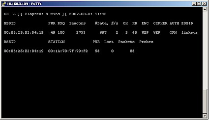 airodump-ng capturing from target AP