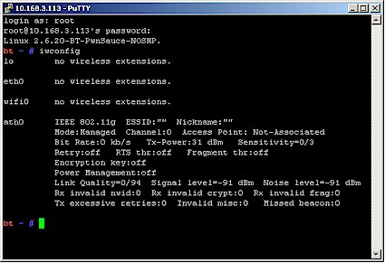 iwconfig command output