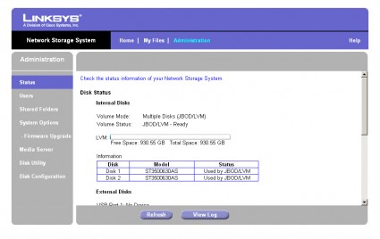 NAS200 Status page