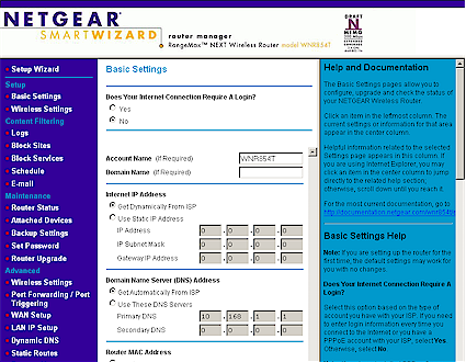 Basic Settings page