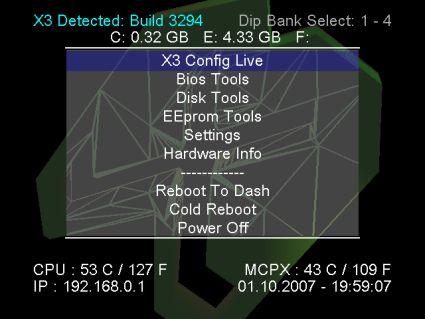 X3 BIOS Config Screen