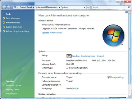 Vista System Properties.
