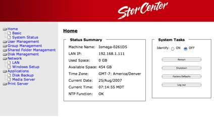 Web configuration page