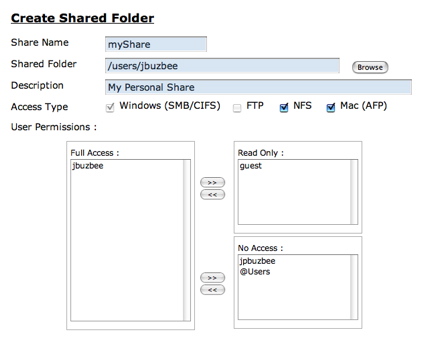  Network share creation