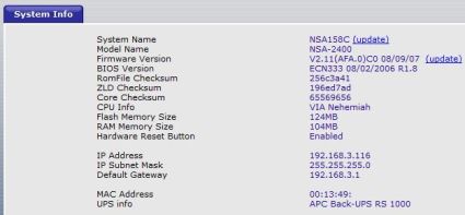 System Information screen System Information screen
