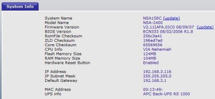 System Information screen