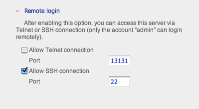 Remote login configuration