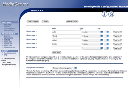 UPnP A/V configuration