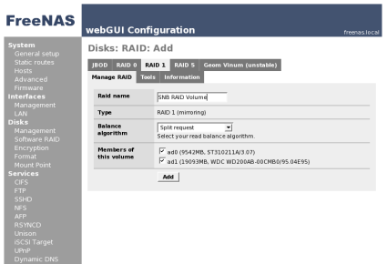 Creating a RAID 1 Array