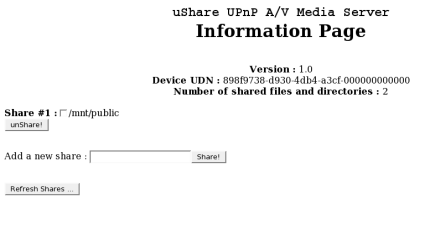 UPnP Webpage