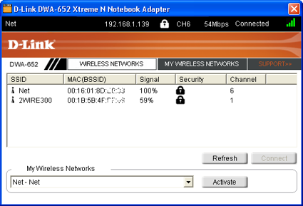 Example of a wireless adapter utility.