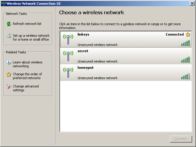 Windows XP Wireless Network Scan