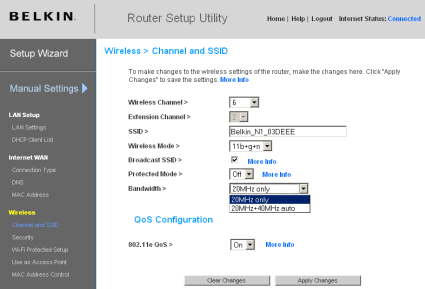 N1 Vision Wireless Channel and SSID settings