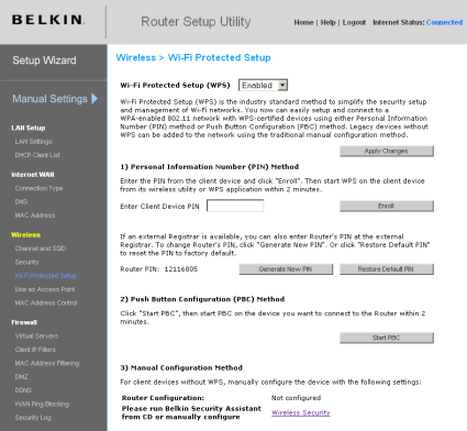 N1 Vision WPS settings