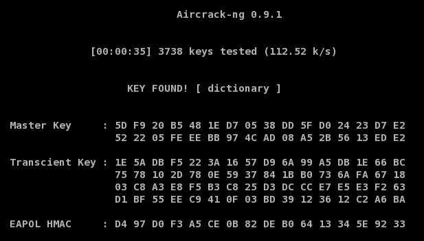 Aircrack-ng, Key Found!
