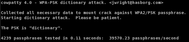 coWPAtty Hash Table Attack