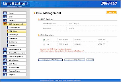 Disk Management page showing error