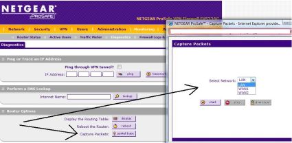 Packet capture on the Netgear FVS336G