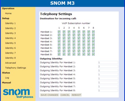 Telephony settings