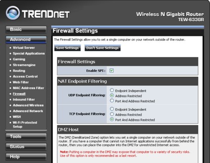 Firewall settings