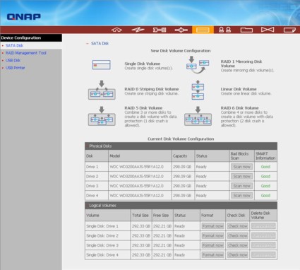 Volume Configuration Page