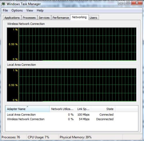 Windows Task Manager - Network Performance